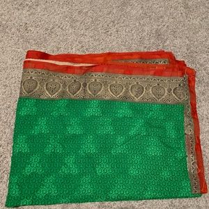 Green and orange saree